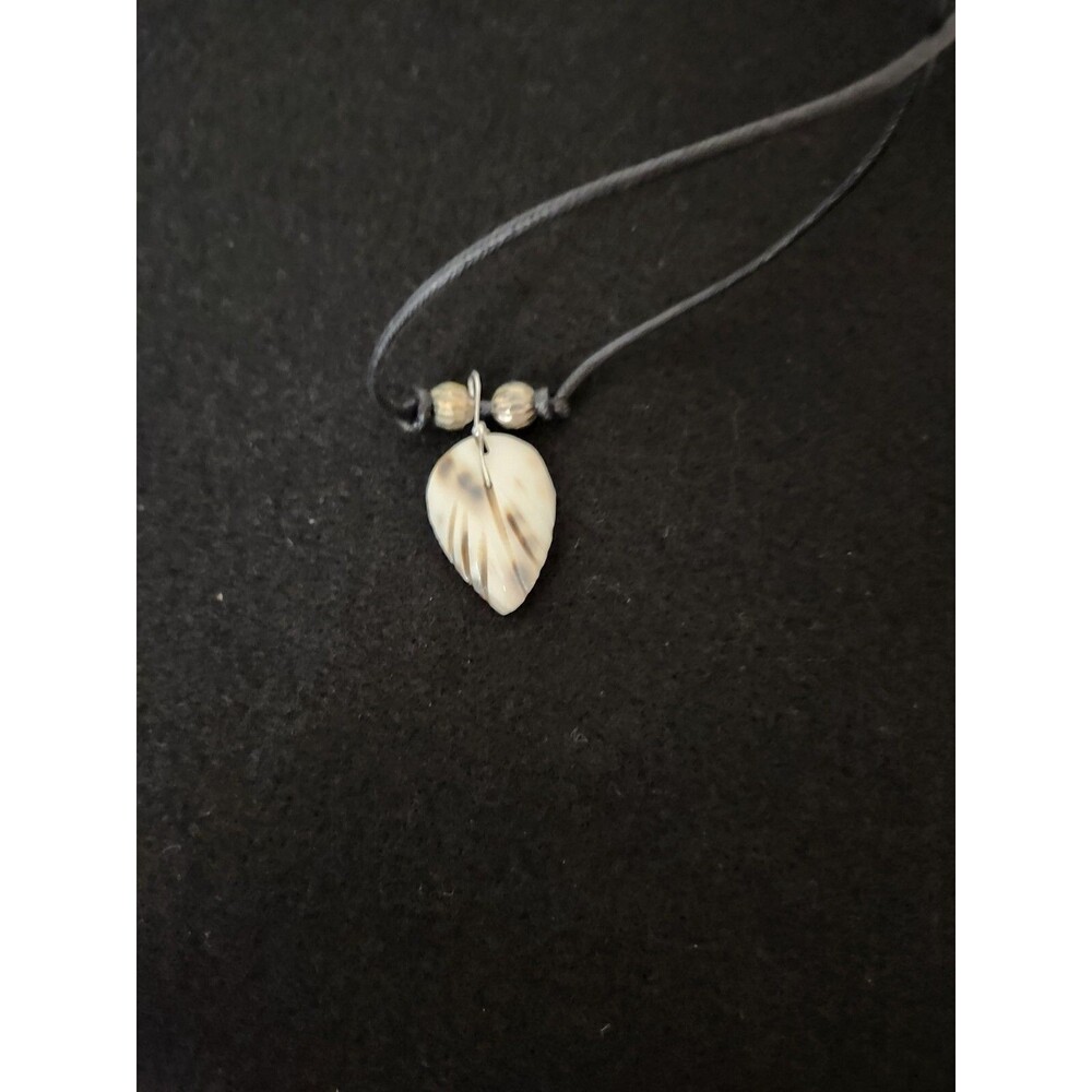 Handmade Necklace Carved From Shell Adjustable Leaf Shape